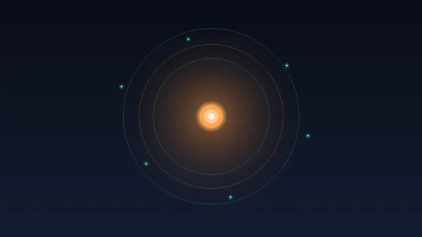Illustration abstraite d un assistant IA toujours actif avec halo lumineux et ondes concentriques